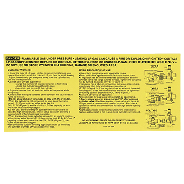 SP53R (Douglass) Decal-Vinyl Revised Nfpa Cyl Label