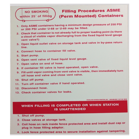 V122 (Douglass) Decal-Vinyl Asme Filling Proced