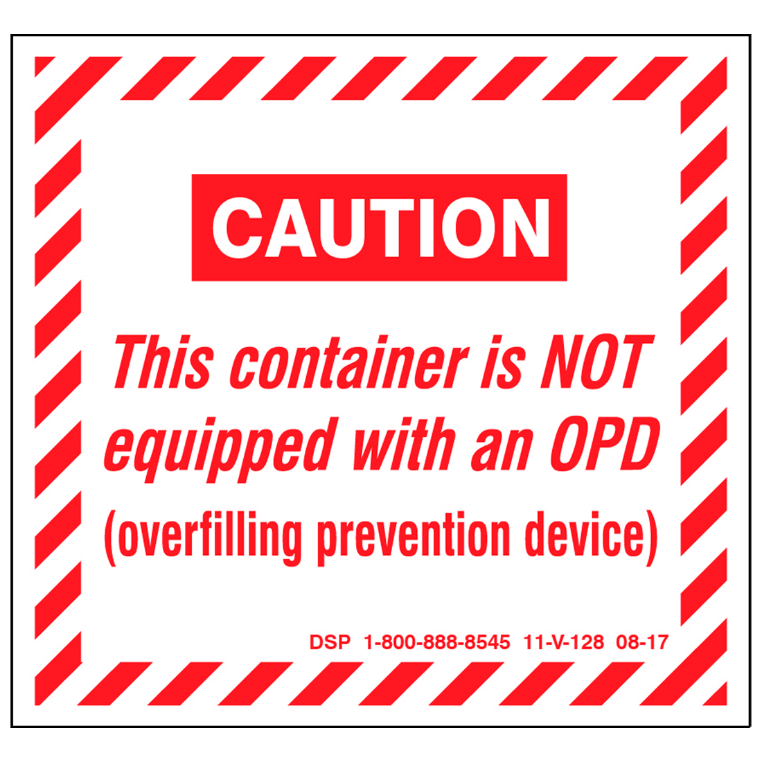 V128 (Douglass) Decal-Vinyl Caution No Opd
