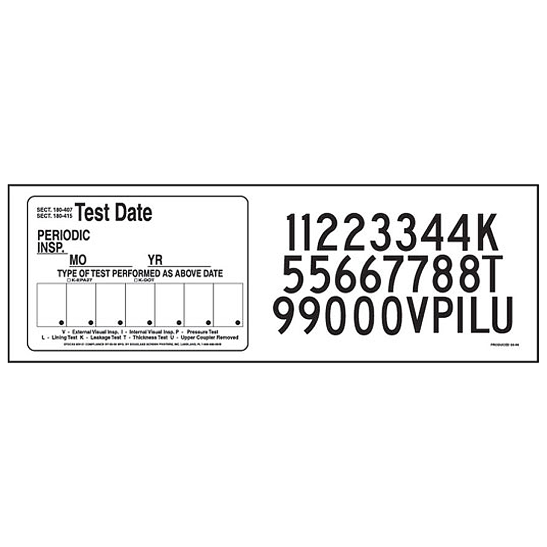 V31 (Douglass) Decal-Vinyl Periodic Insp Kit Blk/Wht