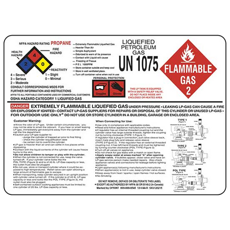 V44-R (Douglass) Decal-Vinyl 3 In 1 Propane Haz 4 Colors