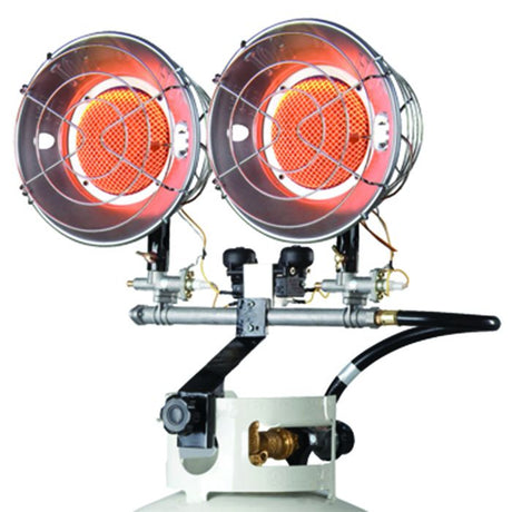 MH30T | 8-30M BTU Double Heater mounts on 20 lb Cylinder Out till 4-21
