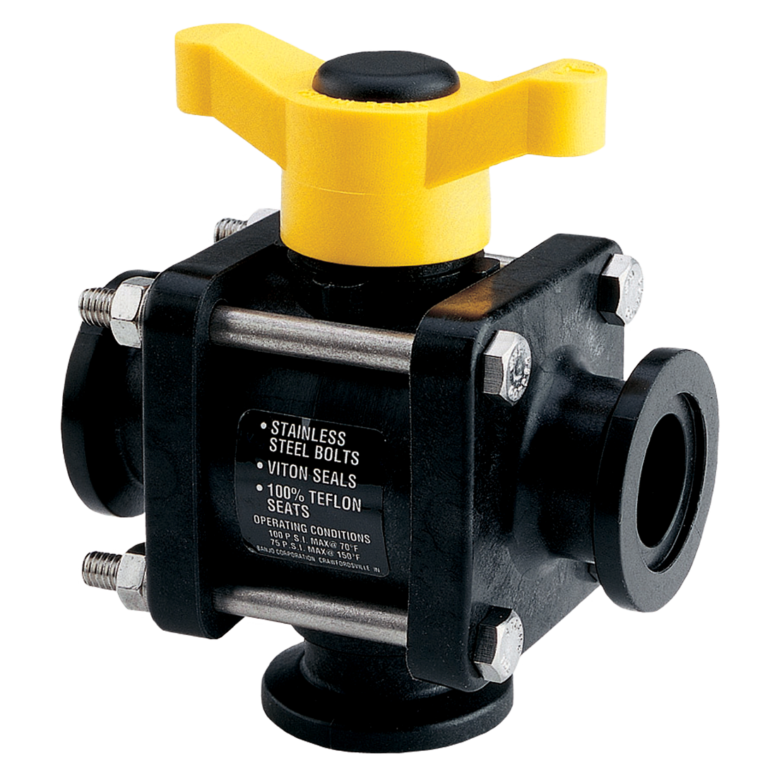 MV100BL (Banjo) Valve-Mfld Ball 1 Flg 3-Way Bottom Load