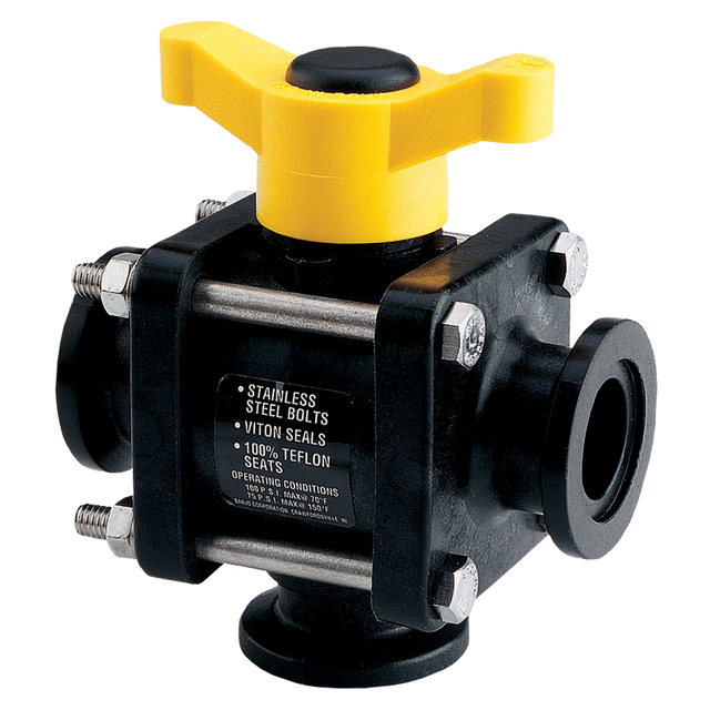 MV100BL (Banjo) Valve-Mfld Ball 1 Flg 3-Way Bottom Load