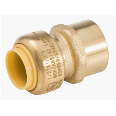 38717 (Zoomlockpush) | Female Adptr 1/2 X 3/4 | Push Water Fittings | Female Adapter | Push x FPT | 1/2 X 3/4