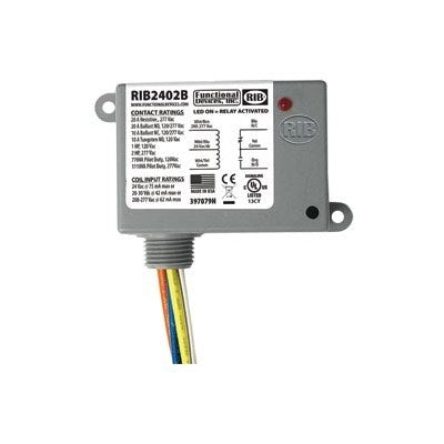 RIB2402B (Functional Devices) | Enclosed Relay 20Amp SPDT 24Vac/dc/208-277Vac