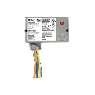 RIB2421C (Functional Devices) | Enclosed Relay 10Amp SPDT 24Vac/dc/120-277Vac