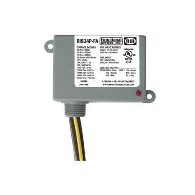 RIB24P-FA (Functional Devices) | Enclosed Relay 20Amp DPDT Polarized 24Vdc | 24Vac