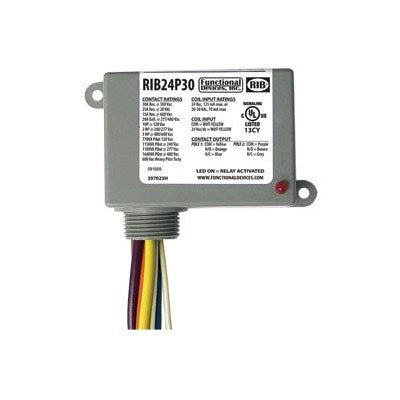 RIB24P30 (Functional Devices) | Enclosed Relay 30Amp DPDT 24Vac/dc