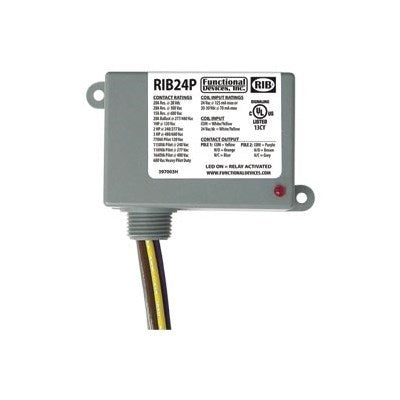 RIB24P (Functional Devices) | Enclosed Relay 20Amp DPDT 24Vac/dc