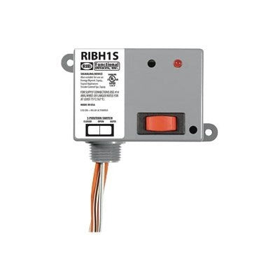 RIBH1S (Functional Devices) | Enclosed Relay 10Amp Spst-No + Override 10-30Vac/dc/208-277Vac