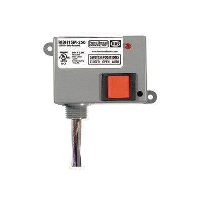 RIBH1SM-250 (Functional Devices) | Enclosed Relay 10Amp Spst-No + Override + Monitor 10-30Vac/dc/208-277Vac