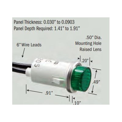 SL534135 (Selecta Switch) | 1/2 28V Green Raised Lensselec | Wire