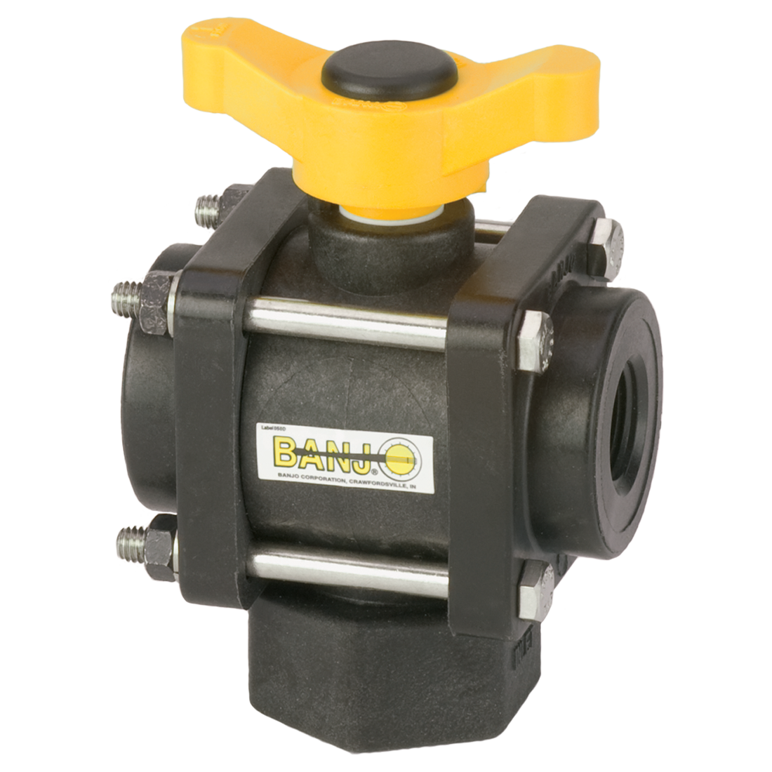 V100BL (Banjo) Valve-Ball 1 3-Way Bottom Load Poly