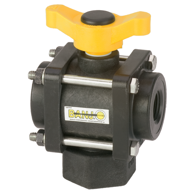 V100BL (Banjo) Valve-Ball 1 3-Way Bottom Load Poly