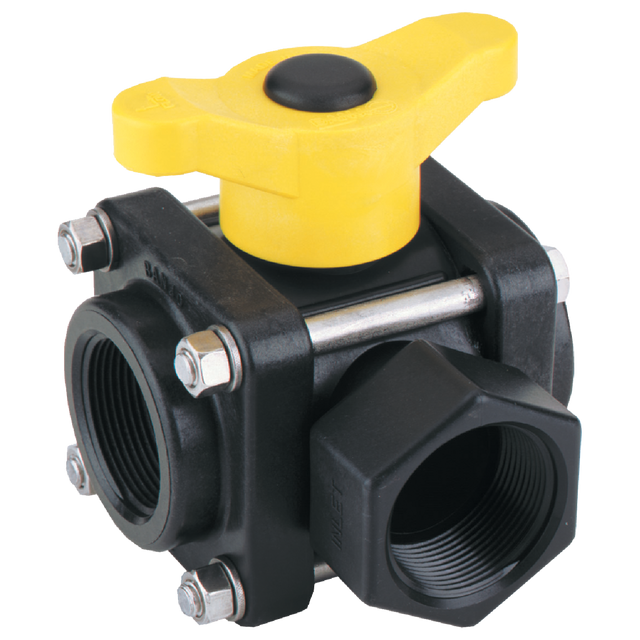 V100SL (Banjo) Valve-Ball 1 3-Way Side Load Poly